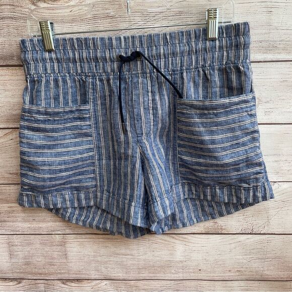 ATHLETA CABO TIDE‎ 100% LINEN SHORTS IN BLUE - Picture 2 of 4